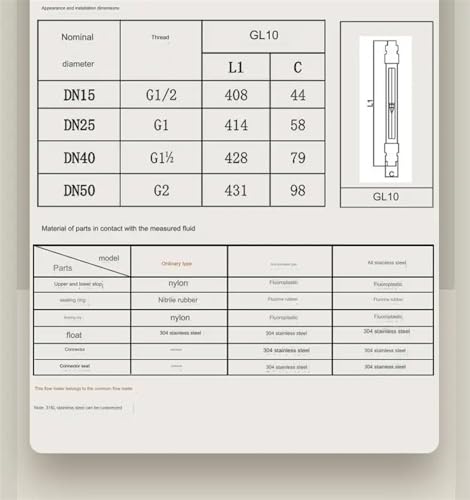 Débitmètre à rotor en verre vertical VA GL10 avec filetage interne durable - 8
