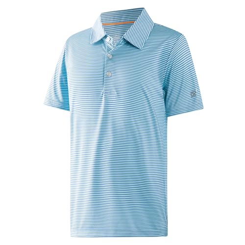 Image of Boys Polo Shirts Short Sleeve Striped Performance Moisture Wicking Dry Fit Golf Shirts for Boys Youth Kids