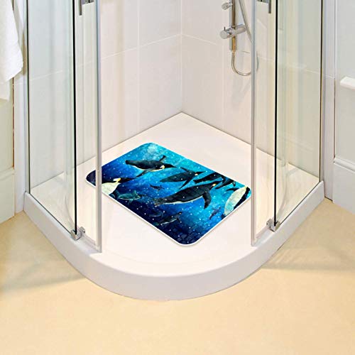 Tapis de bain antidérapant bébé écologique pingouin sous-marin