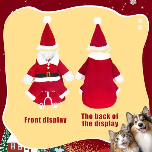 Hundekostüme Weihnachten, Haustier Weihnachtskostüm, Katze Hund Weihnachtskostüm mit Mütze Weihnachtsmann, für Welpen Kätzchen kleine Hunde Haustiere, Katze Hund Cosplay (M)