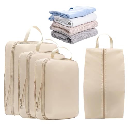 YNPQTDS de Compresión Viaje, Bolsas Organizadoras De Equipaje, 4 Piezas Accesorios de Maleta con Cremallera Doble para Organización y Almacenamiento de Ropa en Viajes por Carretera, al