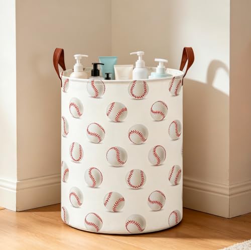 Image of CLOCOR Laundry Basket,Waterproof Fabric Storage Container,Room Decor,Gift Basket(Baseball)