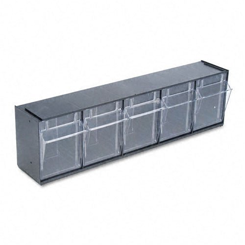Photo 1 of deflect-o : Tilt Bin Plastic Storage System with Five Bins, 23 5/8 x 5 1/4 x 6 1/2, Black -:- Sold as 2 Packs of - 1 - / - Total of 2 Each