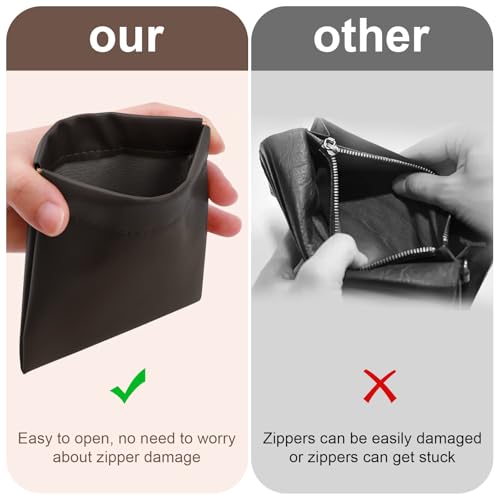 2 PCS Ladies Small Makeup Bag for Purse,Coin purse lipstick Cosmetic Accessories Organizer,Travel Set Organizer,Waterproof Portable Zipperless Self-Sealing Ladies Small Cosmetic Bag(Black)4