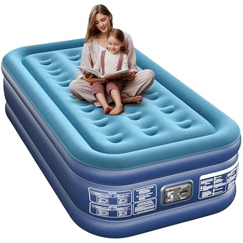 Xsleep Twin Air Mattress with Built in Pump 16", Upgraded Self Inflating Air Mattress in 2 Mins, Portable Air Bed for Guests, Home, Camping, 330lbs Max Cover