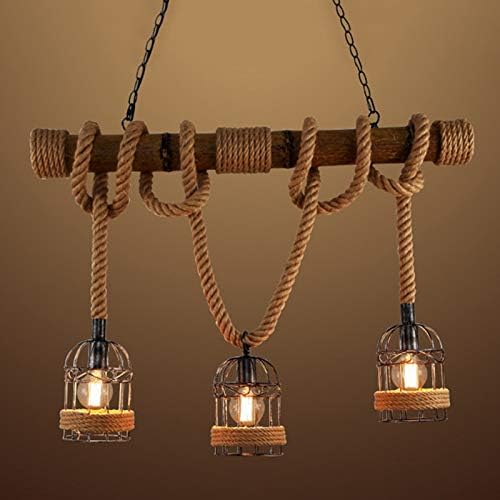 Miniatura 2 de LITFAD Lámpara de araña industrial vintage con forma de jaula de pájaros, luz de isla con 3 luces, estilo farol colgante con marco de jaula de