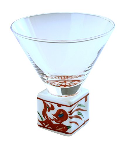 東洋セラミックス 有田焼 浪漫グラス SAKE GLASS 四角 赤絵錦剣先万歴 HF-10
