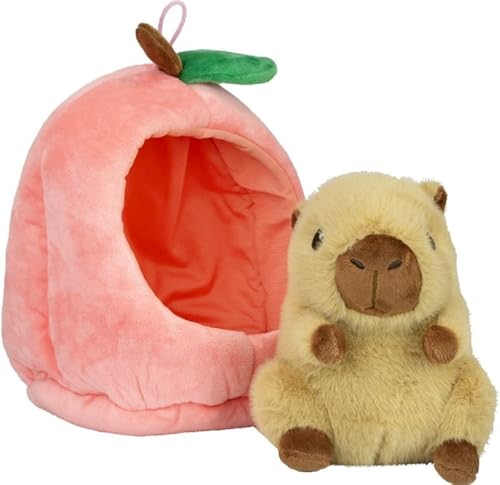 Capybara Plüschtier Kuscheltier 18cm im Früchte-Versteck braun Pfirsich