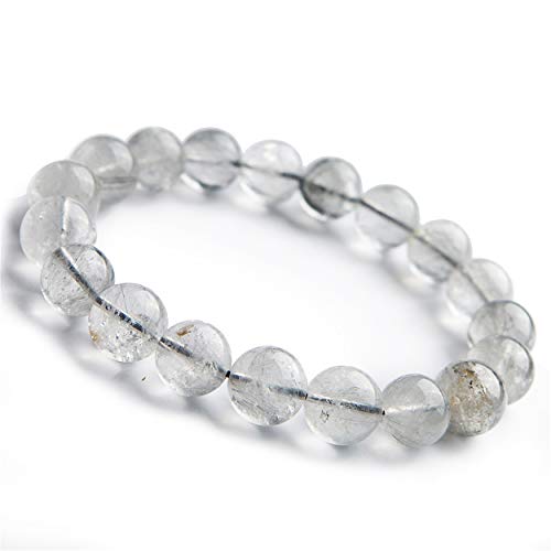 Quartz rutilé platine : bracelet extensible 12mm sans fermoir pour un confort cutané total