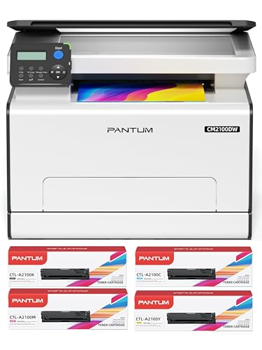 PANTUM CM2100DW Impresora Láser Color + 4 Cartuchos de Tóner CTL-A2100 (HK 3000 Páginas, HC/HY/HM 2500 Páginas Cada Uno) Combo de Kit Completo