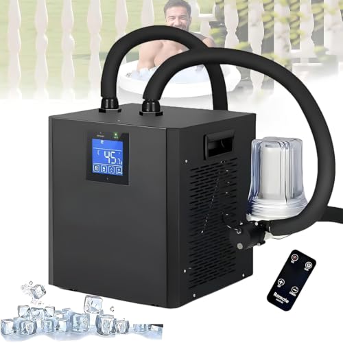 MIAOXIAOLONG Enfriador De Acuario De 79 Galones, Enfriador para Peceras, 1/3 HP para Ajolotes, con Pantalla Led, Tubería, Bomba De Agua Y Control Remoto