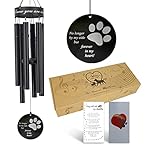 Astarin, scacciapensieri commemorativi per animali domestici, 76.2 cm, con impronta di zampa, regalo per onorare e ricordare un cane, scacciapensieri in metallo, colore nero