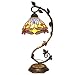 Stained Glass Table Lamp Blue Yellow Tiffany Desk Reading Lamps Crystal Bead Dragonfly Style Shade W8H21 Inch for Living Room Bedroom Bookcase Dresser Coffee Table S168 WERFACTORY