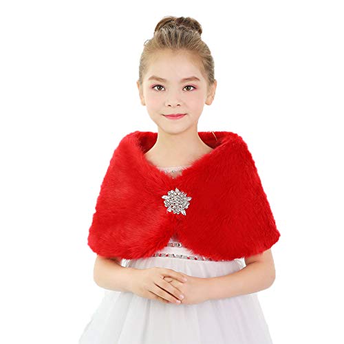 Olyrjie Girls Princess Faux Fur Shawls Wedding Party Wrap Bolero Shrug Cape cover