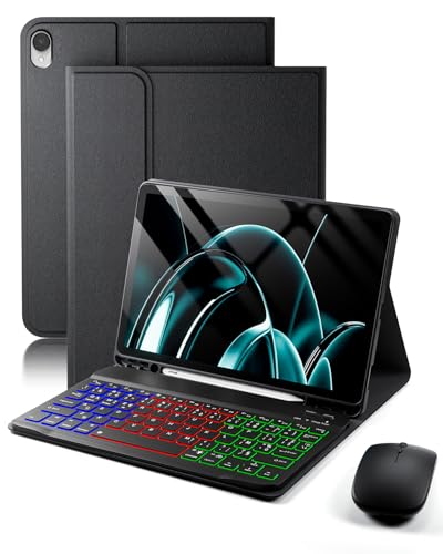 MicroTunk pour Samsung Galaxy Tab S11 (2025) 11 Pouces Coque avec Bluetooth sans Fil Français (AZERTY) Clavier Rétroéclairé et Souris,Éclairage Arrière...