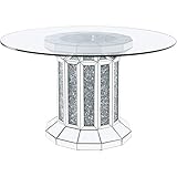 Acme Furniture Noralie Dining Table in Mirrored and Faux Diamonds
