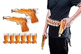 Pistol & Shotglasses Decanter Party Serving Holster Set - Whiskey Gun Decanter & Shot Glass - Pourers & Stopper - 2x 7.7oz Decanters - 6x 2oz Cowboy Boot Shots - Unique Gifts