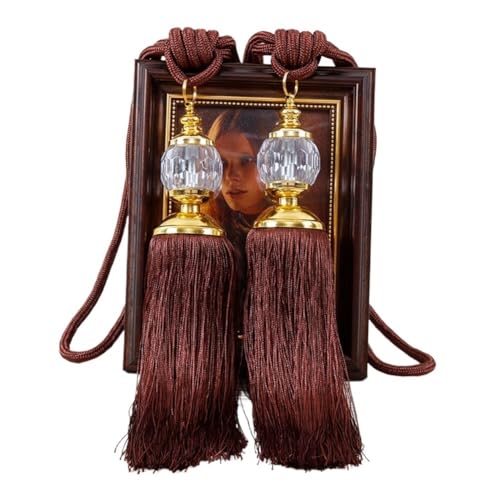 Abrazaderas Cortinas 2 uds. De alzapaños de cortina, alzapaños de cuerda, alzapaños de borlas, decoración de bolas con cuentas, par de tratamiento de ventanas for el hogar, decoración del hogar Abraza