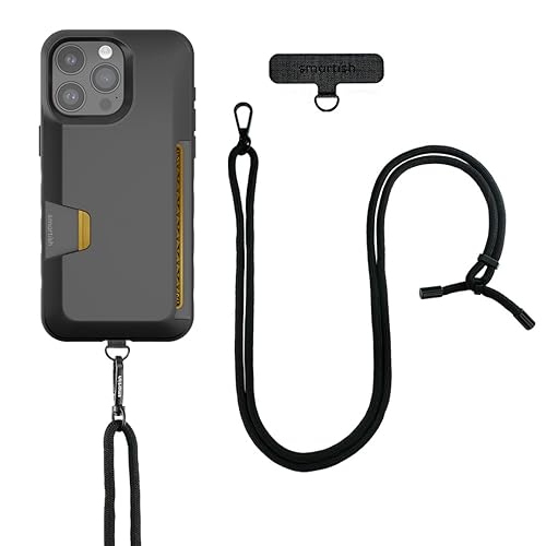 Image of Smartish iPhone 15 Pro Max Wallet Case with Crossbody Lanyard Strap - Wallet Slayer Vol. 1 - [Slim + Protective] Credit Card Holder with Universal Detachable Shoulder Neck Strap - Black Tie Affair