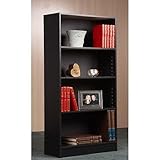 Orion Bookcase, Multiple Finishes by BLOSSOMZ (Black, 4-Shelf)