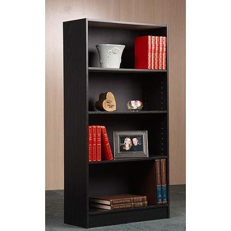 Orion Bookcase, Multiple Finishes by BLOSSOMZ (Black, 4-Shelf)