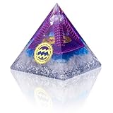 Pirámide de orgón del horóscopo, cristal energético, signo del zodiaco de acuario, regalo hecho de cristal blanco de la suerte natural y cristal de amazonita natural para cambio positivo y sabiduría