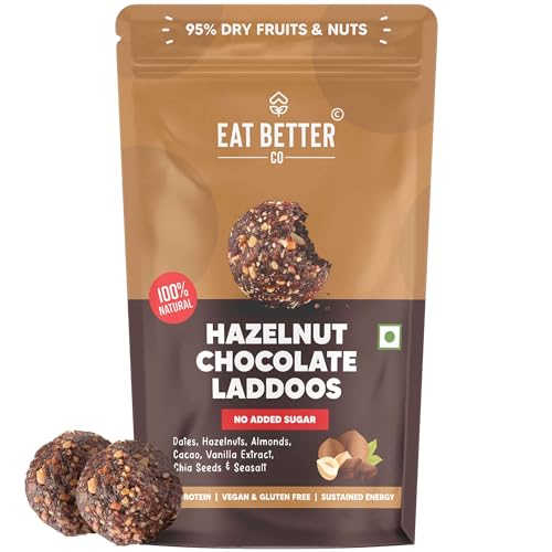 EAT BETTER CO – Hazelnut & Chocolate Sugar-Free Laddoos | High Protein & Instant Energy | 95% Dry-Fruits – Pack of 20 – Healthy Chocolate – No Added Sugar | Healthy Snacks | Energy-Bar Replacement EAT BETTER CO – Hazelnut & Chocolate Sugar-Free Laddoos | High Protein & Instant Energy | 95% Dry-Fruits – Pack of 20 – Healthy Chocolate – No Added Sugar | Healthy Snacks | Energy-Bar Replacement
