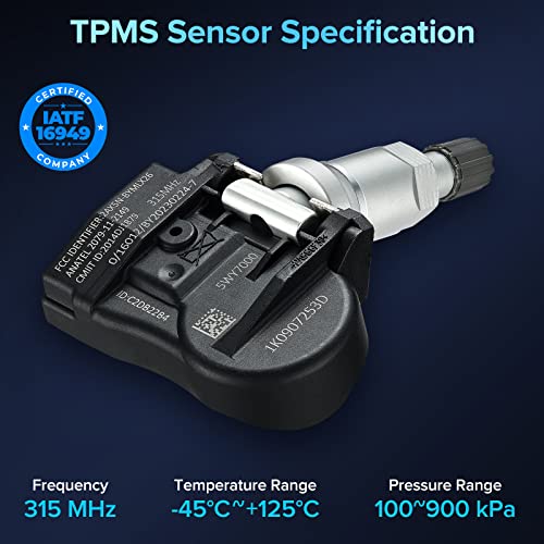 BDFHYK 315MHz Programmed TPMS Tire Pressure Sensor Compatible with Audi A3 A4 A5 Q5 S3 S4 S5 TT, VW Beetle CC Eos GLI Golf GTI Jetta Passat Passat Rabbit 2006 2007 2008 2009 2010 2011 2012 2013