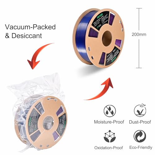 Image of OVV3D PLA Filament 1.75mm Tri-Colors, 3D Printer Filament Silk PLA Filament, Rainbow PLA Filament with Silk PLA Black Blue and Purple, 3D Printing Filament + /-0.02mm, 1kg /2.2lbs