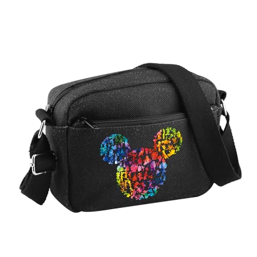 PLITI Bolsa cruzada con diseño de ratón de dibujos animados, diseño de cuento de hadas, regalo de viaje de vacaciones, regalo de Reino mágico, Mouse de dibujos animados Cbblu