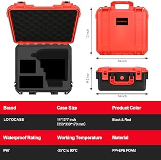 Case for Milwaukee M18 Impact and Torque Wrench - Waterproof Hard Tool Bo, Power Tool Combo Kit Bag for Milwaukee 2/1 3/4 3/8 Cordless Torque Wrenches/Battery/Charger (Red & Black)