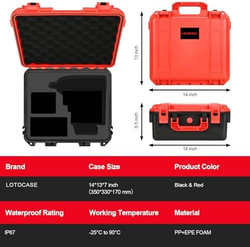 Case for Milwaukee M18 Impact and Torque Wrench - Waterproof Hard Tool Bo, Power Tool Combo Kit Bag for Milwaukee 2/1 3/4 3/8 Cordless Torque Wrenches/Battery/Charger (Red & Black)