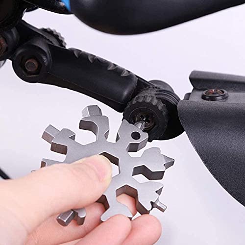 Image of GTC Steel Snowflake 18-in-1 Multi-Tool Keychain Screwdriver Bottle Opener Tool (CH-1801, Silver)