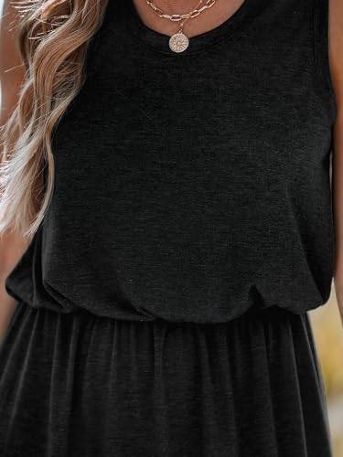 Image of CUPSHE Women Knit Summer Dress Cover Up Crew Neck Elastic Waist Side Slit Midi Casual Sundress Beach Cover Up Dresses