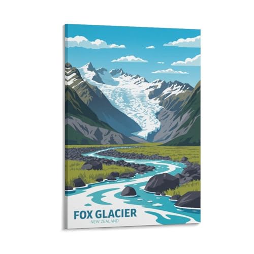 Foxglacier poster de voyage vintage Nouvelle-Zélande 60x90 cm