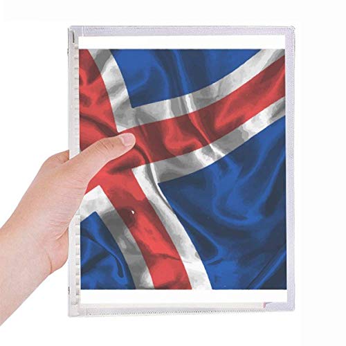 Caderno com textura de seda da Islândia com estampa de bandeira abstrata folha solta diário recarreg