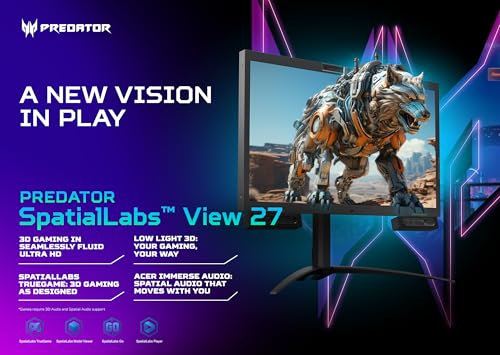 Image of Acer Predator SpatialLabs 27 inch UHD Glasses Free 3D Gaming Monitor PSV27-2
