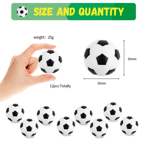 12 Stück Kickerball, Tischkicker Bälle, Tischfussball Bälle Ersatzbälle für Erwachsene und Kinder Fußball Tisch Spiel (32mm, Schwarz Weiß)