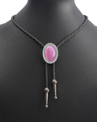 Image of Jeilwiy Bolo Tie for Men Western Cowboy Tie Necklace Gold Bolo Tie Leather Necktie Halloween Tie Accessories for Women