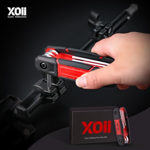 Image of 17PC Folding Allen Wrench Set, Pack of 2, Metric & SAE Hex Keys, Portable Multi-Size Allen Key Tool Set for Automotive, Bike, Home, DIY Repairs & Workshop, Durable Folding Design (Red)