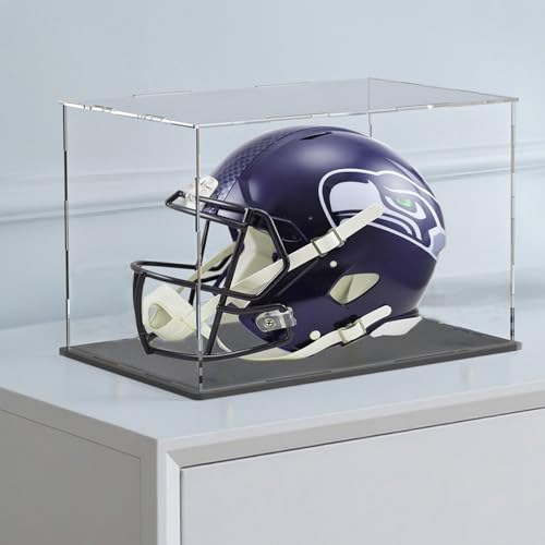 Image of Acrylic Display Case for Mini Helmet and Model Cars, Clear Display Box with Thick Base and Lid for Protection and Displaying, 7.5x5.5x5.5-inch