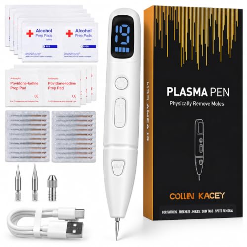 New Upgraded Plasma Pen | Skin Tag & Mole Removal Kit with 19 Levels LCD Display | Painless at Home Treatment for Warts Freckles Nevus Granulation