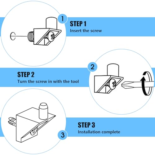 Pack of 24 Shelf Support Pins 101558 for IKEA Pax KOMPLEMENT Billy Komplement Cabinet Shelf Pegs for Cabinet Shelves Transparent PVC and Stainless Steel Shelf Holder Clips with Screws - Image 3
