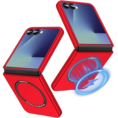 Coque magnétique pour Samsung Galaxy Z Flip 7 ultra fine et rouge