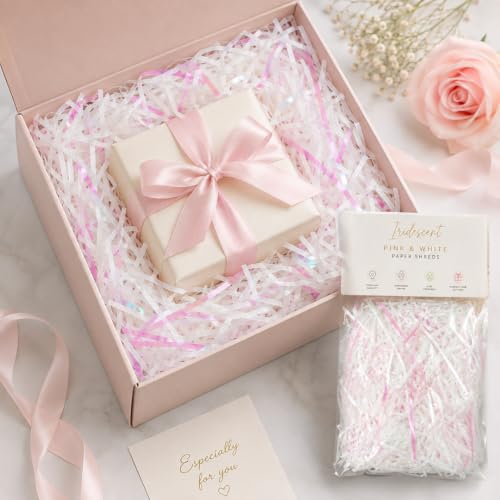 Image of Wanna Party Iridescent Pink Paper Shreds for Gift Packing, Decorative Crinkle Cut Filler for Hamper Baskets, Gift Boxes, Return Gifts, Party Favours, Baby Shower & Craft Decoration