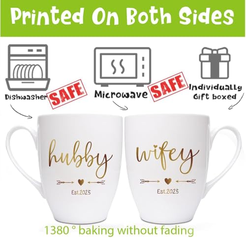 Srihbethubbywifeyest2025coffeemugsweddinggiftsetof2togivebridegroommugsetcouplescoffeemugsetmrmrsbridalshowergiftnewlywedcoffeemugsgiftsetc71 Urban Country Home Decor Srihbet hubby wifey est 2025 coffee mugs wedding gift set of 2 to give bride groom mug set couples coffee mug set mr mrs bridal shower gift newlywed coffee mugs gift set c71 urban country home decor