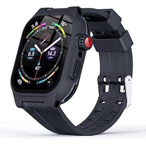 45mm Apple Watch Series 7 8 Waterproof Case,Shockproof Impact Resistant Case with Bulit-in Screen Protector and Soft Strap Bands for Apple Watch Series 7/8 45MM Cover