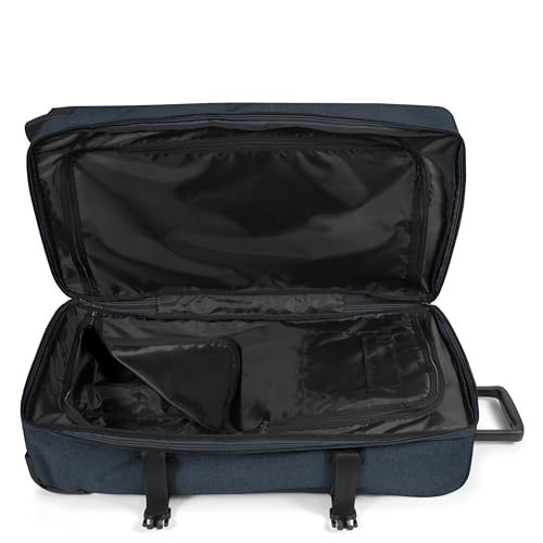 Image of EASTPAK Tranverz L - 121L Large Soft Sided Checked Luggage, Dual Compartments, TSA Lock, Compression Straps & Smooth Inline Wheels, Triple Denim