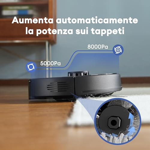 Ultenic Robot Aspirapolvere Lavapavimenti Con Lidar, 8000Pa, 180Min, Design Ultracompatto, Mappe Multilivello, Auto-Boost Tappeti, Controllo App/Alexa - 5