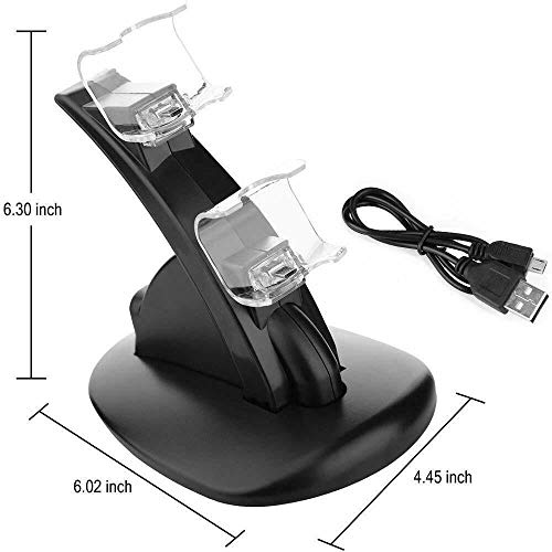 ICQUANZX Stazione di Ricarica per Controller PS4, Caricabatterie per Controller PS4 per Controller Sony Playstation 4 PS4 / PS4 PRO / PS4 Slim
